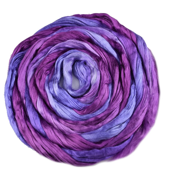 Mulberry Silk Roving Hand Dyed in Wild Berries 13094| Silk Roving/Sliver | Sally Ridgway | Shop Wool, Felt and Fibre Online