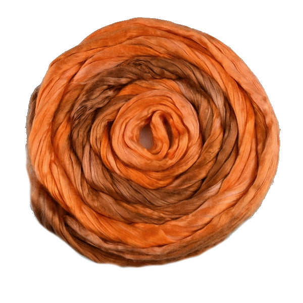 Mulberry Silk Roving Hand Dyed in Pumpkin 13102| Silk Roving/Sliver | Sally Ridgway | Shop Wool, Felt and Fibre Online