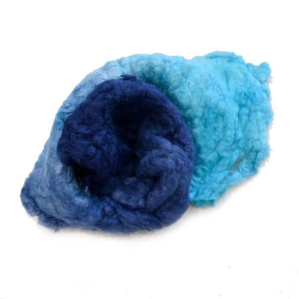Mulberry Silk Noil Fibre Hand Dyed in Ocean Blue 13240| Silk Noil | Sally Ridgway | Shop Wool, Felt and Fibre Online