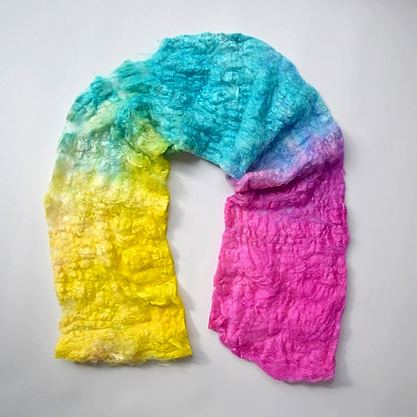 Mulberry Silk Noil Fibre Hand Dyed in Rainbow 13038| Silk Noil | Sally Ridgway | Shop Wool, Felt and Fibre Online