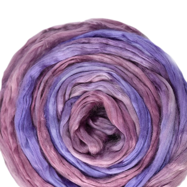 Mulberry Silk Roving Hand Dyed in Columbine 12967| Silk Roving/Sliver | Sally Ridgway | Shop Wool, Felt and Fibre Online