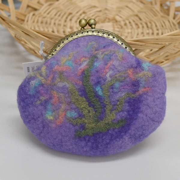 Purple Wool Felted Coin or Accessory Purse 12996| Coin Purse | Sally Ridgway | Shop Wool, Felt and Fibre Online