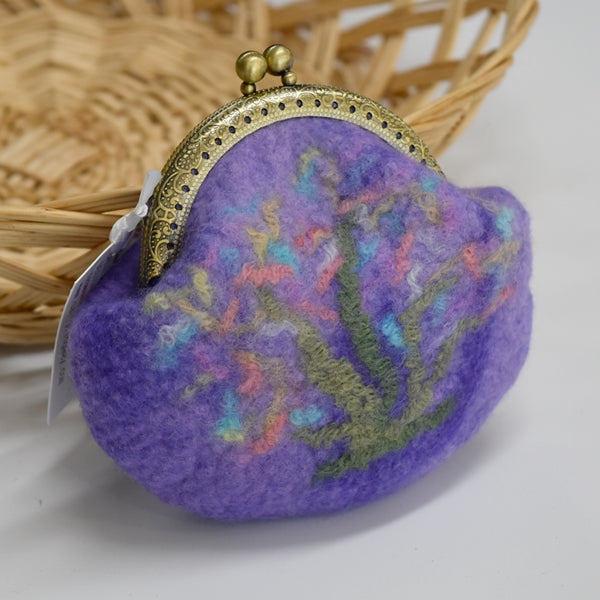 Purple Wool Felted Coin or Accessory Purse 12996| Coin Purse | Sally Ridgway | Shop Wool, Felt and Fibre Online