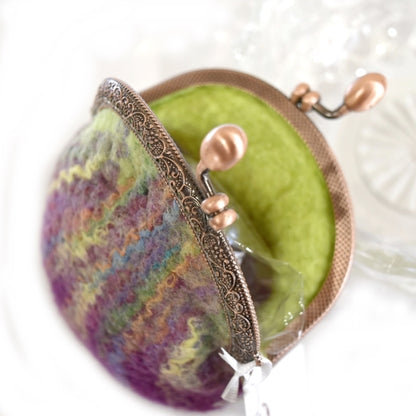 Purple Wool Felted Small Hand Made Coin Purse 12359-Coin Purse-2-Sally Ridgway Designs in Felt &amp; Fibre