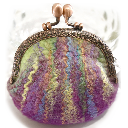 Purple Wool Felted Small Hand Made Coin Purse 12359-Coin Purse-1-Sally Ridgway Designs in Felt &amp; Fibre