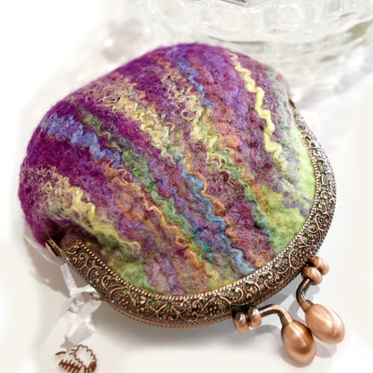 Purple Wool Felted Small Hand Made Coin Purse 12359-Coin Purse-4-Sally Ridgway Designs in Felt &amp; Fibre