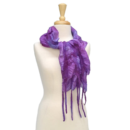 Purple Nuno Felted Merino Wool and Silk Art Scarf 13031| Wool Felt Scarves | Sally Ridgway | Shop Wool, Felt and Fibre Online
