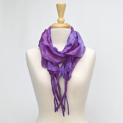Purple Nuno Felted Merino Wool and Silk Art Scarf 13031| Wool Felt Scarves | Sally Ridgway | Shop Wool, Felt and Fibre Online
