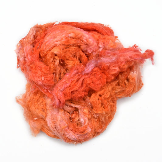 Mulberry Silk Noil Fibre Hand Dyed Orange Punch| Silk Noil | Sally Ridgway | Shop Wool, Felt and Fibre Online