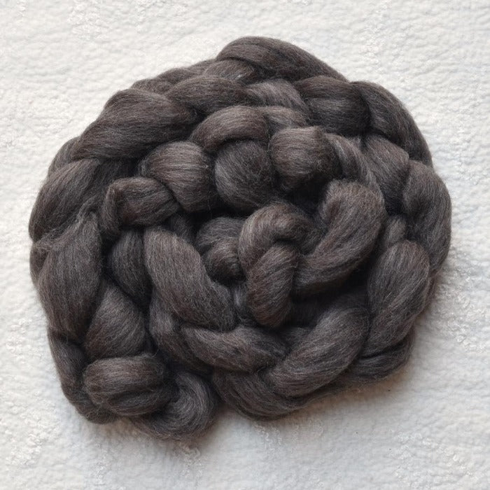 Corriedale and merino wool top roving in dark grey | Shop wool roving online