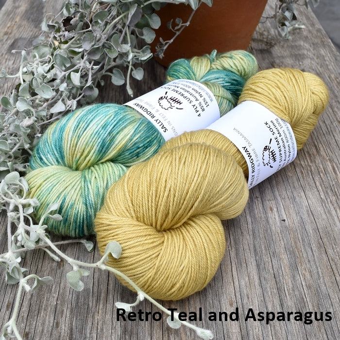 4 ply Supreme Sock Yarn Hand Dyed Asparagus| Sock Yarn | Sally Ridgway | Shop Wool, Felt and Fibre Online
