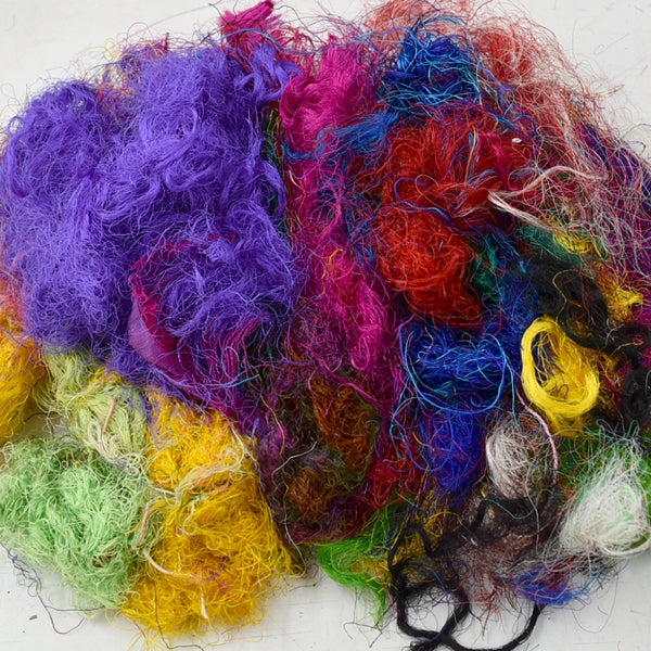 Multi Colour Sari Silk Recycled Fibre 50 grams Colour B| Sari Silk | Sally Ridgway | Shop Wool, Felt and Fibre Online
