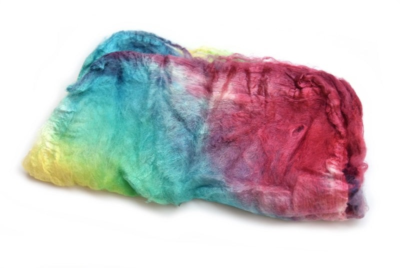 Silk Hankies for felting & spinning hand dyed 10g Red Yellow Blue Mix 12283-Silk Hankies-2-10 Grams-Sally Ridgway Designs in Felt &amp; Fibre