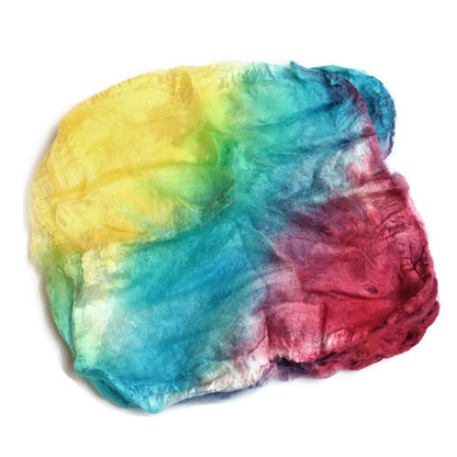 Silk Hankies for felting & spinning hand dyed 10g Red Yellow Blue Mix 12283-Silk Hankies-1-10 Grams-Sally Ridgway Designs in Felt &amp; Fibre