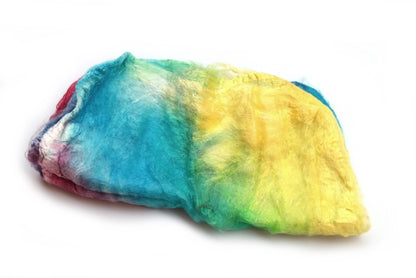Silk Hankies for felting & spinning hand dyed 10g Red Yellow Blue Mix 12283-Silk Hankies-3-10 Grams-Sally Ridgway Designs in Felt &amp; Fibre