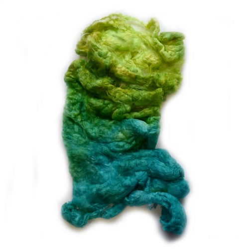 Mulberry Silk Noil Fibre Hand Dyed in Lime Opal blend 12664-Silk Noil-2-20 Grams-Sally Ridgway Designs in Felt &amp; Fibre