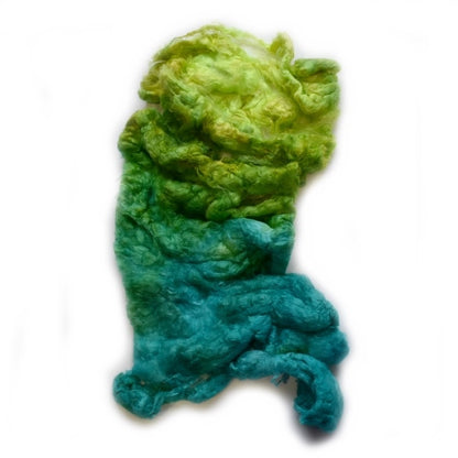 Mulberry Silk Noil Fibre Hand Dyed in Lime Opal blend 12664-Silk Noil-2-20 Grams-Sally Ridgway Designs in Felt &amp; Fibre