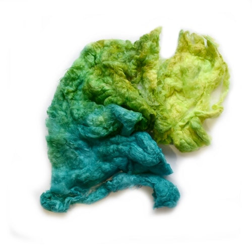 Mulberry Silk Noil Fibre Hand Dyed in Lime Opal blend 12664-Silk Noil-1-20 Grams-Sally Ridgway Designs in Felt &amp; Fibre