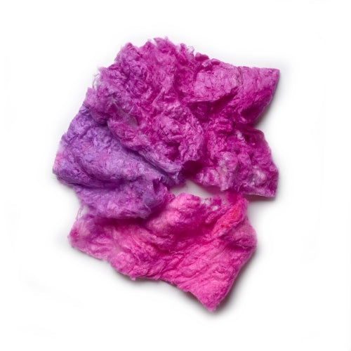 Mulberry Silk Noil Fibre Hand Dyed in Hot Pink and Purple Blend 12261-Silk Noil-2-20 Grams-Sally Ridgway Designs in Felt &amp; Fibre