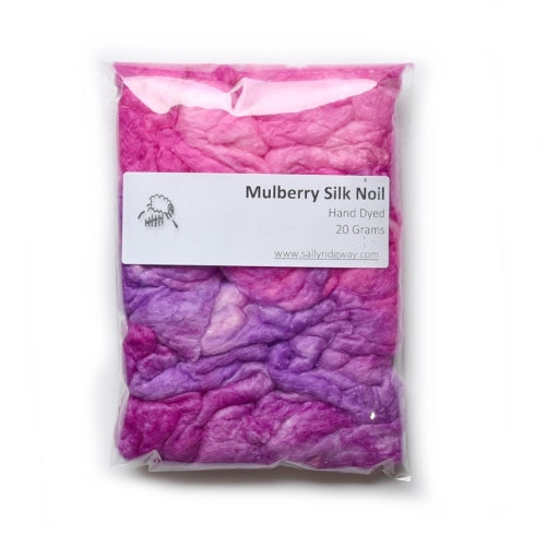 Mulberry Silk Noil Fibre Hand Dyed in Hot Pink and Purple Blend 12261-Silk Noil-3-20 Grams-Sally Ridgway Designs in Felt &amp; Fibre