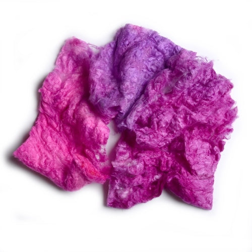 Mulberry Silk Noil Fibre Hand Dyed in Hot Pink and Purple Blend 12261-Silk Noil-1-20 Grams-Sally Ridgway Designs in Felt &amp; Fibre