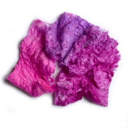 Mulberry Silk Noil Fibre Hand Dyed in Hot Pink and Purple Blend 12261-Silk Noil-1-20 Grams-Sally Ridgway Designs in Felt &amp; Fibre