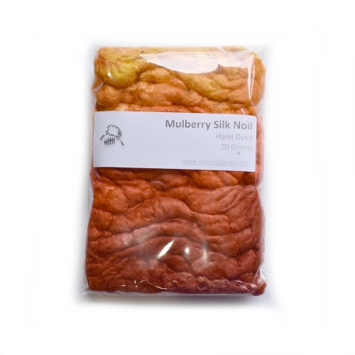 Mulberry Silk Noil Fibre Hand Dyed in Burnt Orange Blend 12262| Silk Noil | Sally Ridgway | Shop Wool, Felt and Fibre Online