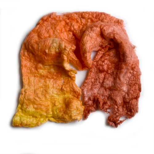 Mulberry Silk Noil Fibre Hand Dyed in Burnt Orange Blend 12262| Silk Noil | Sally Ridgway | Shop Wool, Felt and Fibre Online