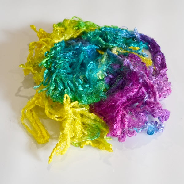 Mulberry Silk Throwster Fibre in Rainbow 12867| Silk Throwster | Sally Ridgway | Shop Wool, Felt and Fibre Online