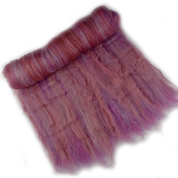 Tasmanian Merino Wool Carded Batts Hand Dyed Pink Mushrooms 13078| Merino Wool Batts | Sally Ridgway | Shop Wool, Felt and Fibre Online