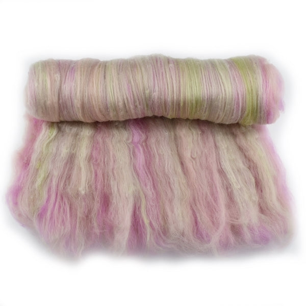 Tasmanian Merino Wool Carded Batts Hand Dyed Pink and Green 13080| Merino Wool Batts | Sally Ridgway | Shop Wool, Felt and Fibre Online