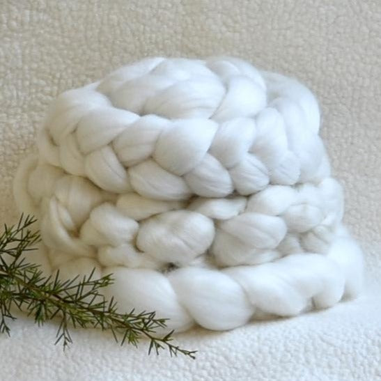 White Tasmanian Merino Wool Combed Top Superfine Non Mulesed 18.5 micron 100 grams| Undyed Wool Roving Top | Sally Ridgway | Shop Wool, Felt and Fibre Online