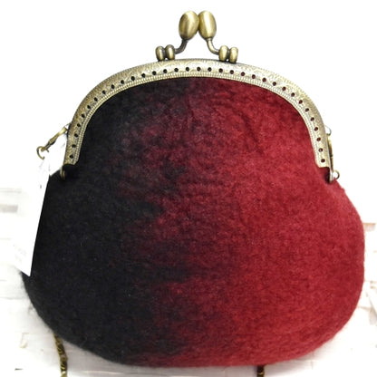 Wool Felted Accessory Purse in Black and Red-Coin Purse-2-Sally Ridgway Designs in Felt &amp; Fibre