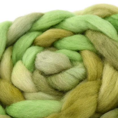 Corriedale Wool Sliver Hand Dyed Green Mix 12406-Corriedale Wool-2-100 grams-Sally Ridgway Designs in Felt &amp; Fibre