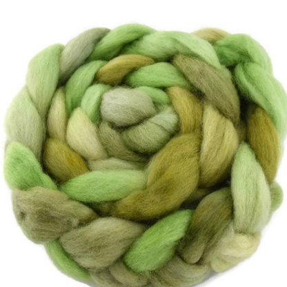 Corriedale Wool Sliver Hand Dyed Green Mix 12406-Corriedale Wool-1-100 grams-Sally Ridgway Designs in Felt &amp; Fibre