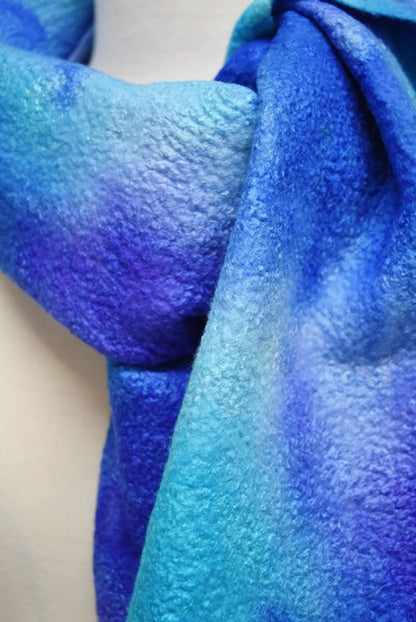 Opal Blue and Purple Wool Felted Scarf or Wrap 12939| Wool Felt Scarves | Sally Ridgway | Shop Wool, Felt and Fibre Online