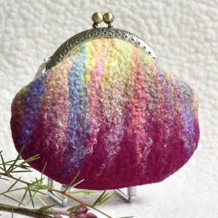 Wool Felted Coin or Accessory Purse in Raspberry 12301| Coin Purse | Sally Ridgway | Shop Wool, Felt and Fibre Online