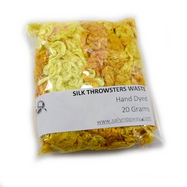 Mulberry Silk Throwster Waste Hand Dyed Lemon Yellow 12865| Silk Throwster | Sally Ridgway | Shop Wool, Felt and Fibre Online