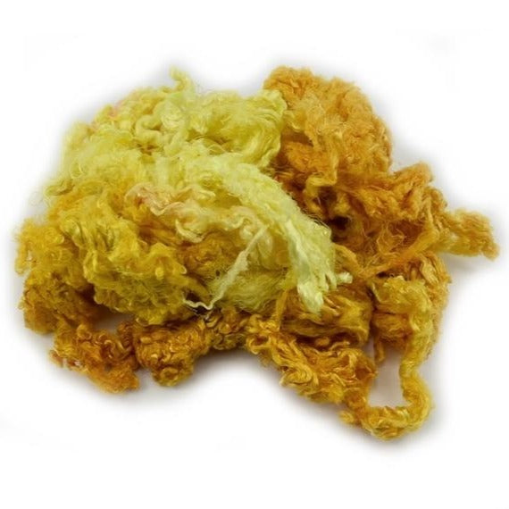 Mulberry Silk Throwster Waste Hand Dyed Lemon Yellow 12865| Silk Throwster | Sally Ridgway | Shop Wool, Felt and Fibre Online