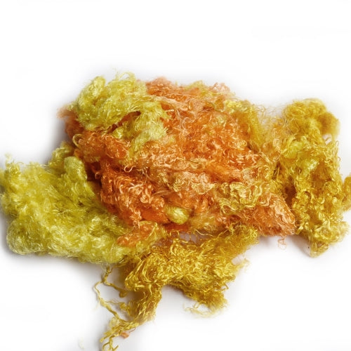 Yellow Mulberry Silk Throwster Waste Fibre Yellow Orange Mix 20 grams 12372| Silk Throwster | Sally Ridgway | Shop Wool, Felt and Fibre Online