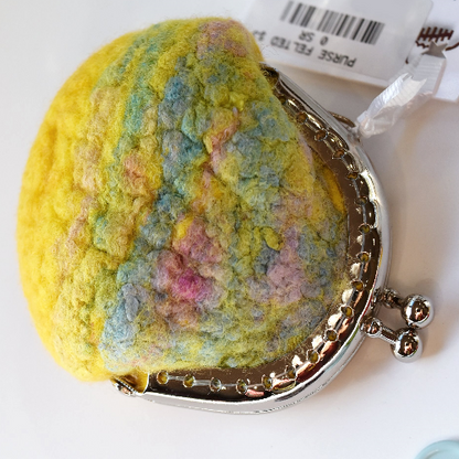 Yellow Wool Felt Coin Purse Handmade Kiss Lock Coin 12366-Coin Purse-2-Sally Ridgway Designs in Felt &amp; Fibre