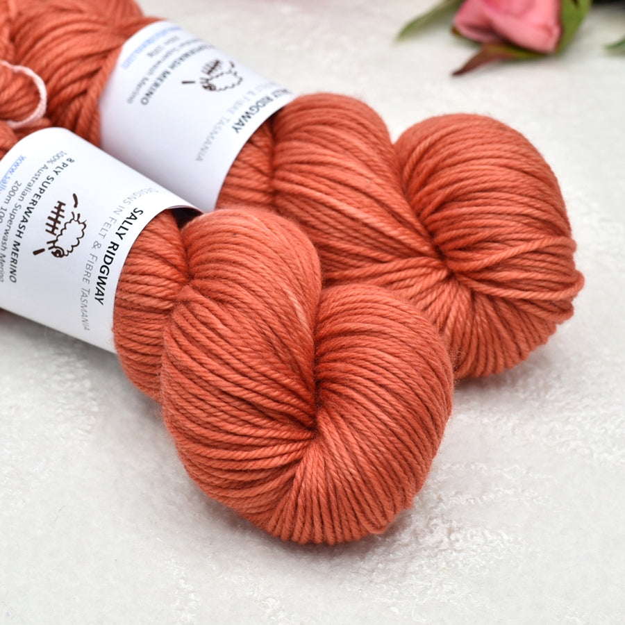 Apricot Lace on 8 Ply Superwash 100% Merino Yarn| 8 Ply Superwash Merino Yarn | Sally Ridgway | Shop Wool, Felt and Fibre Online