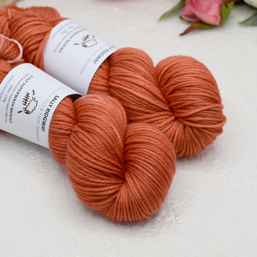 Apricot Lace on 8 Ply Superwash 100% Merino Yarn| 8 Ply Superwash Merino Yarn | Sally Ridgway | Shop Wool, Felt and Fibre Online