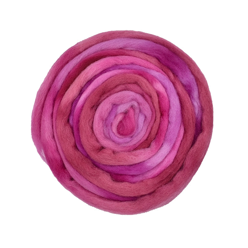 Australian Corriedale Wool Top Hand Dyed Crimson Rose| Corriedale Wool | Sally Ridgway | Shop Wool, Felt and Fibre Online