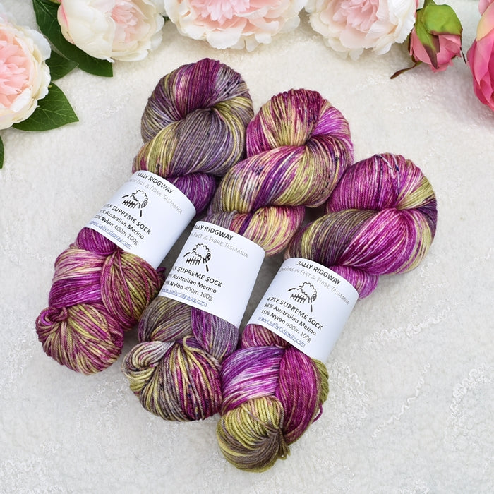 Bella Rosa 4 ply Supreme Sock Yarn Hand Dyed| Sock Yarn | Sally Ridgway | Shop Wool, Felt and Fibre Online