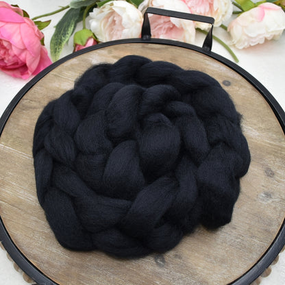 Black Corriedale Wool Sliver for Felting and Spinning 100 grams| Corriedale Wool | Sally Ridgway | Shop Wool, Felt and Fibre Online