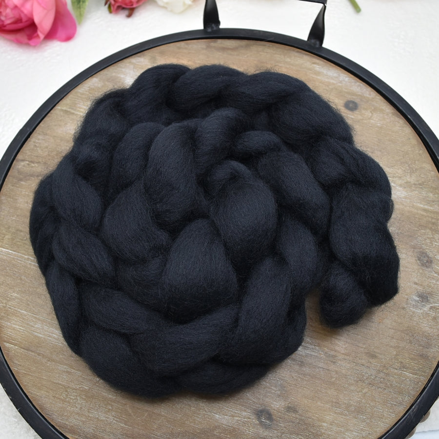 Black Corriedale Wool Sliver for Felting and Spinning 100 grams| Corriedale Wool | Sally Ridgway | Shop Wool, Felt and Fibre Online