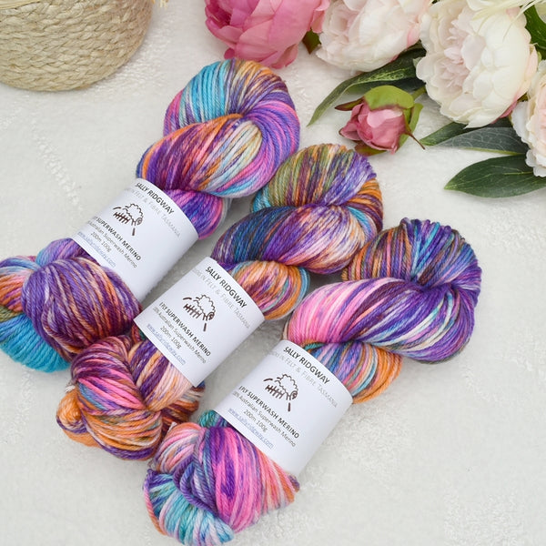 Hand Dyed 8 Ply DK Superwash 100% Merino Yarn | Sally Ridgway Designs