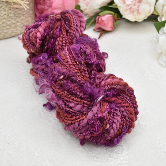 Chunky Hand Spun Art Yarn Sweet Kisses| Hand Spun Yarn | Sally Ridgway | Shop Wool, Felt and Fibre Online