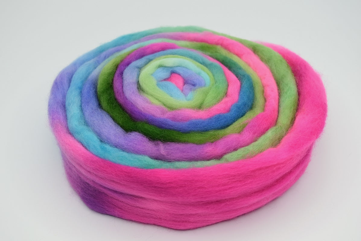 Corriedale Wool Top Hand Dyed in Rainbow| Corriedale Wool | Sally Ridgway | Shop Wool, Felt and Fibre Online